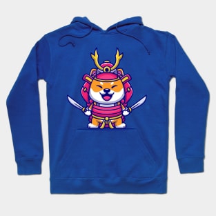 Cute Shiba Inu Dog Samurai Warrior Cartoon Hoodie